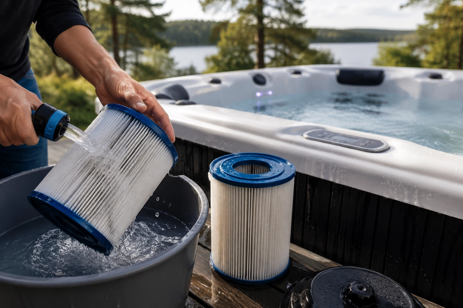 Rengöring av filter i spabad och jacuzzi
